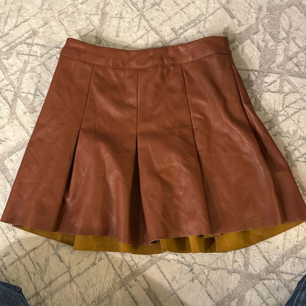 Forever 21 brown leather skater skirt
